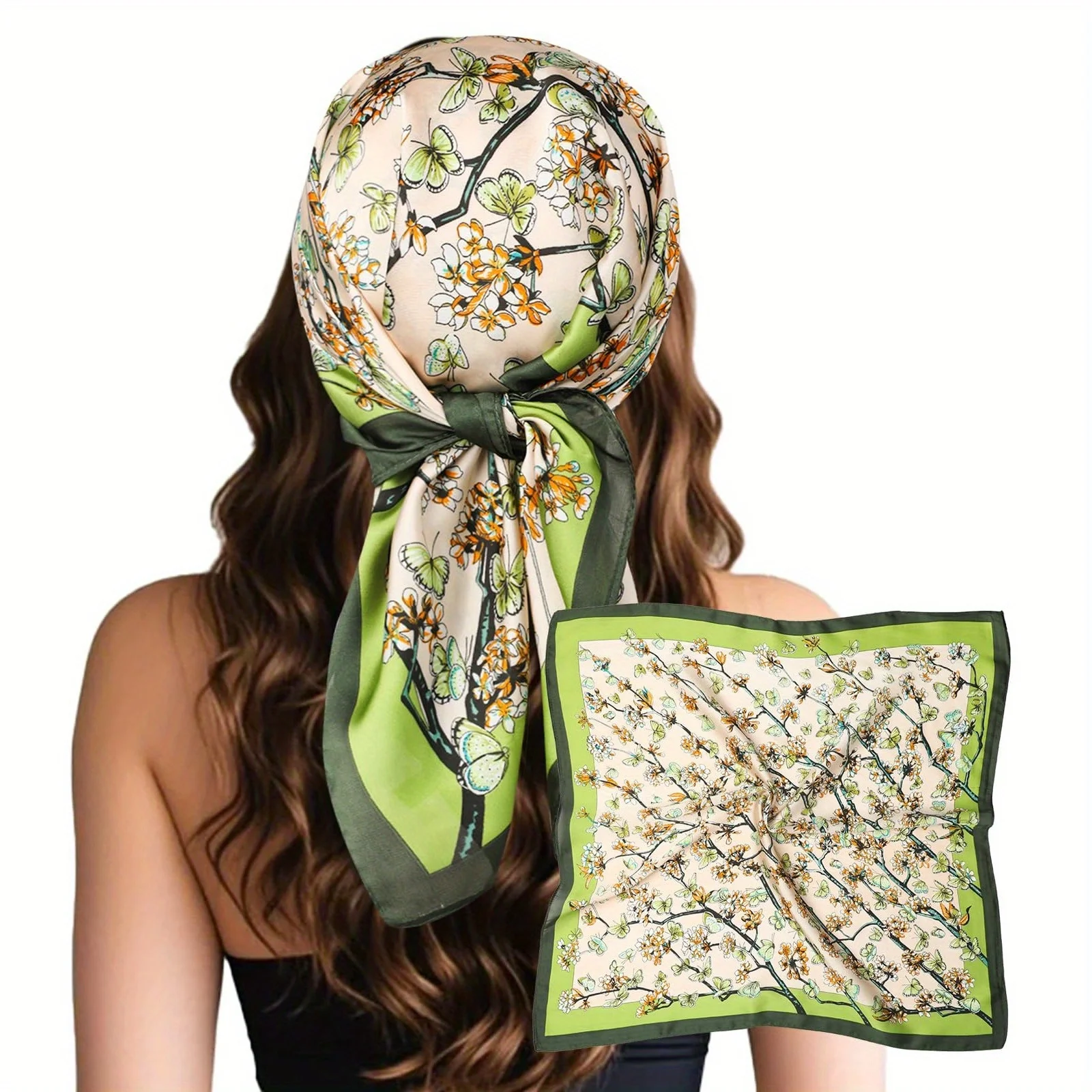 

Luxury Design Print Square Scarf Women Soft Satin Fashion Hairband Neckerchief Office Hijab Headband Foulard Bag Ribbons Gift