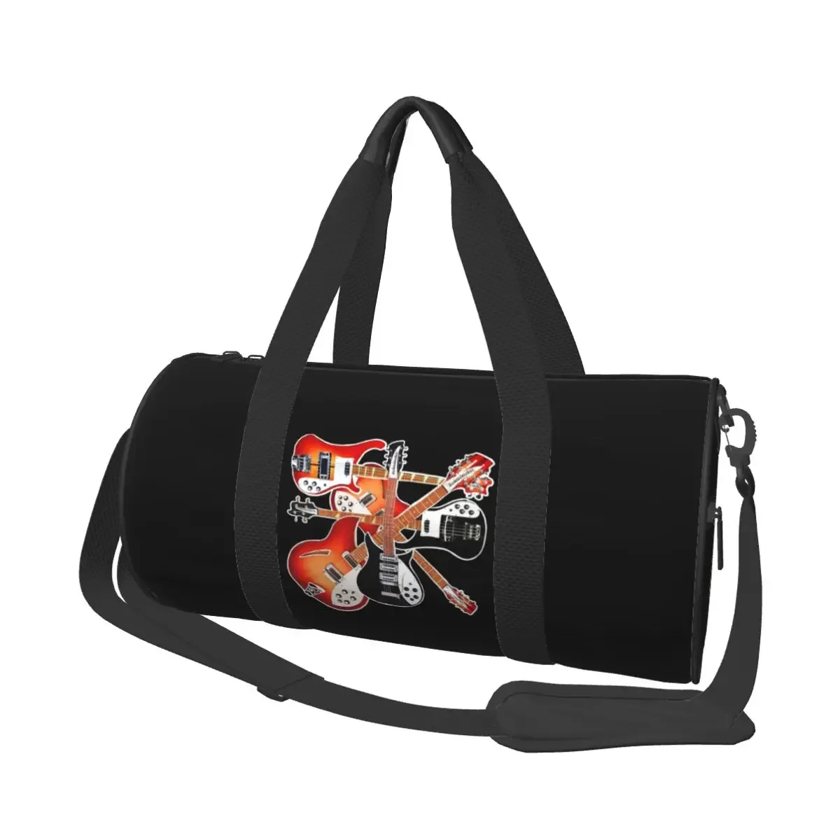 

Rickenbacker Guitar Celebration Abstract Art Collage Large Duffle Gym Bag Waterproof Duffle Travel Bags Handbags Fitness bag