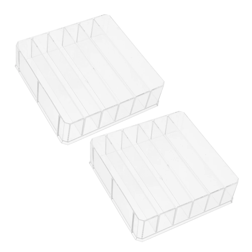 

2 pcs Acrylic Cash Storage Box Transparent Multi-grid Currency Organizer Desktop Bill Envelope Holder Durability Style Money