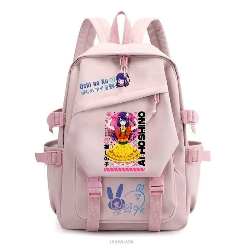 Ai Hoshino Anime Mochilas para Meninas, Mochila Escolar de Nylon Multibolso para Estudantes, Laptop Kawaii Feminino, Anime, Meninas