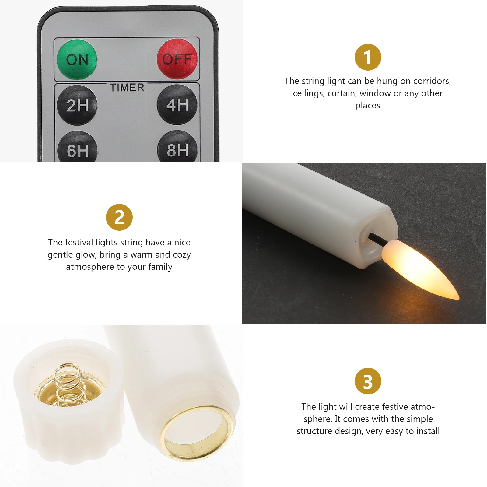 

1 set 1 Set Of Flameless Led Lights Operated Fake Candles For Wedding Party Decor Plastic Lamp Night Light