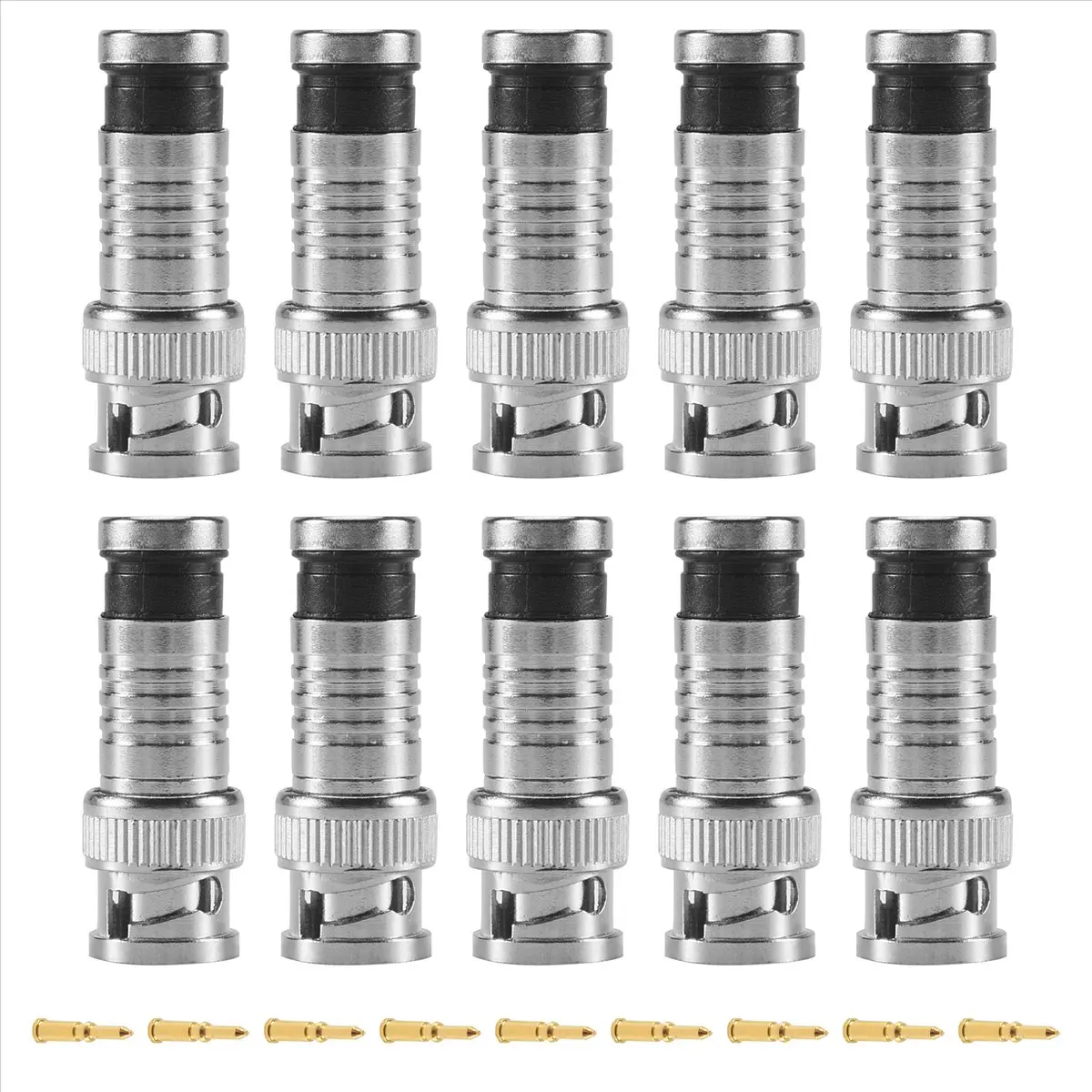 A99X 10 pcs BNC Compression Connector for Coax RG59 Cable CCTV Cameras