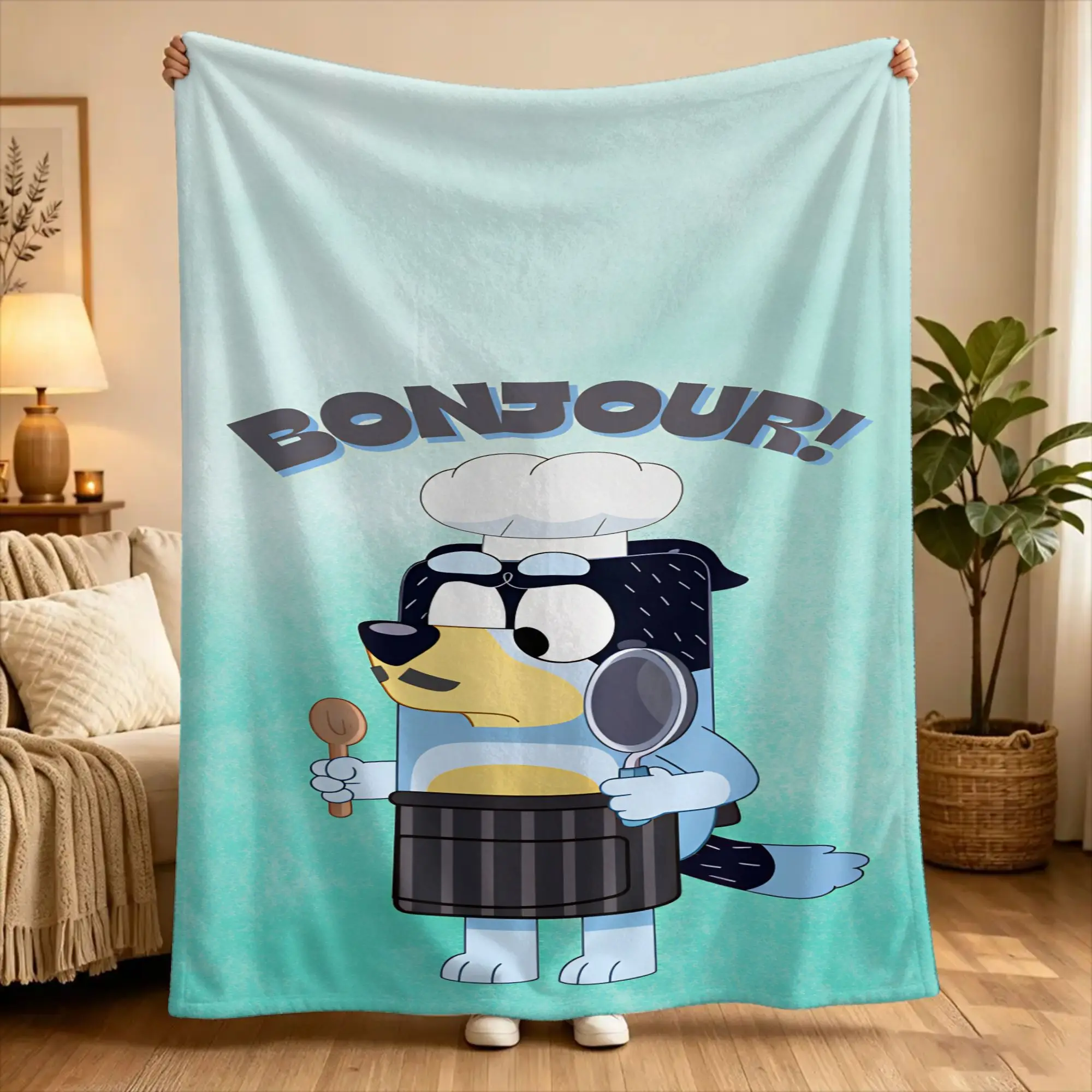 B-bluey Bingo Heeler Soft Blanket  Airplane Travel Plush Throw Blanket Print Bedroom Flannel Bedspread Sofa Bed Cover