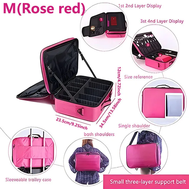 Professionele make-up case vrouwelijke reizen grote capaciteit schoonheid nagel toolbox cosmetische organisator koffers voor make-up opbergdozen
