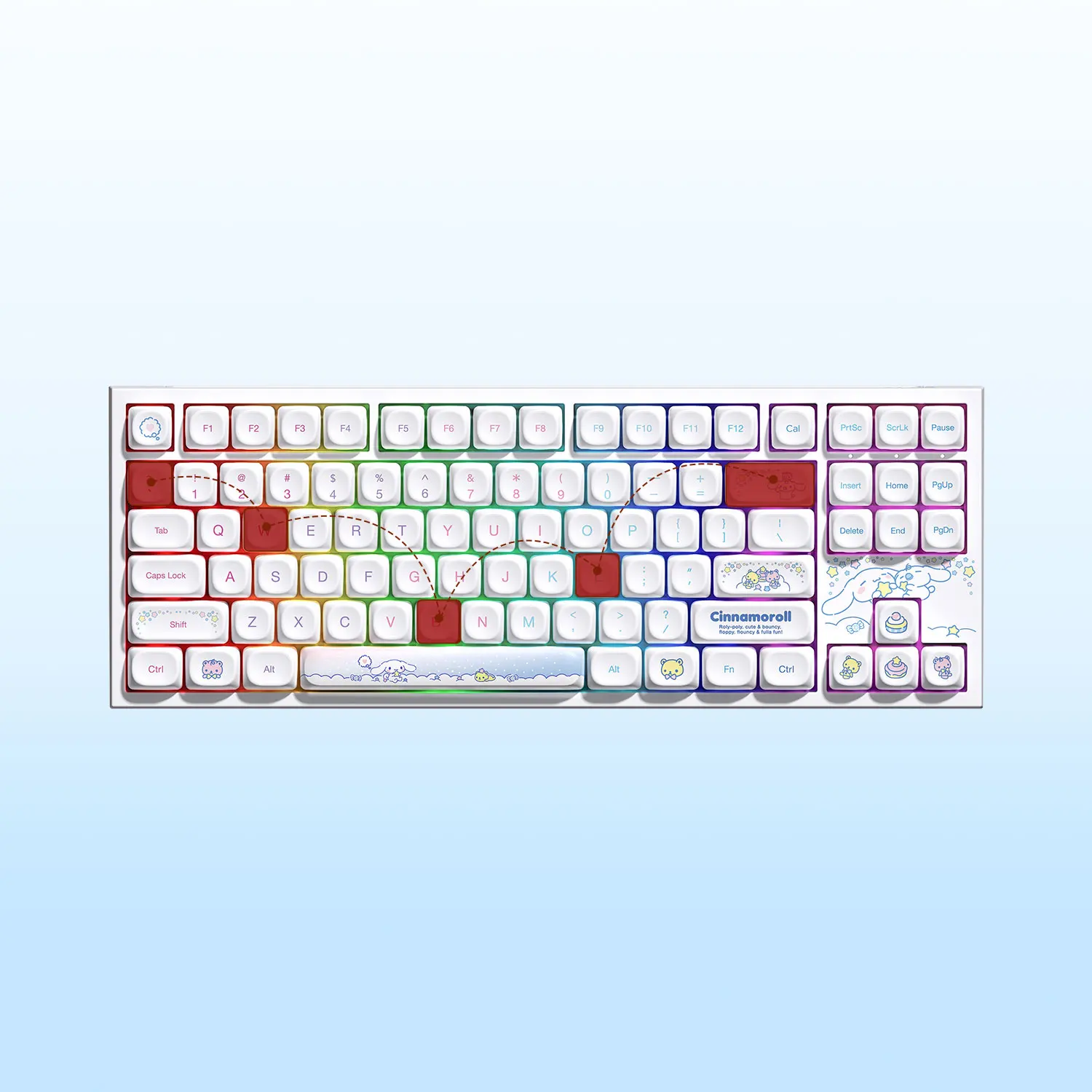 Akko 5087 V5 Cinnamoroll Mechanical Keyboard 80% TKL Layout ARGB Per-Key Flex-Cut Hot-swappable Wireless Gaming Keyboard Gasket