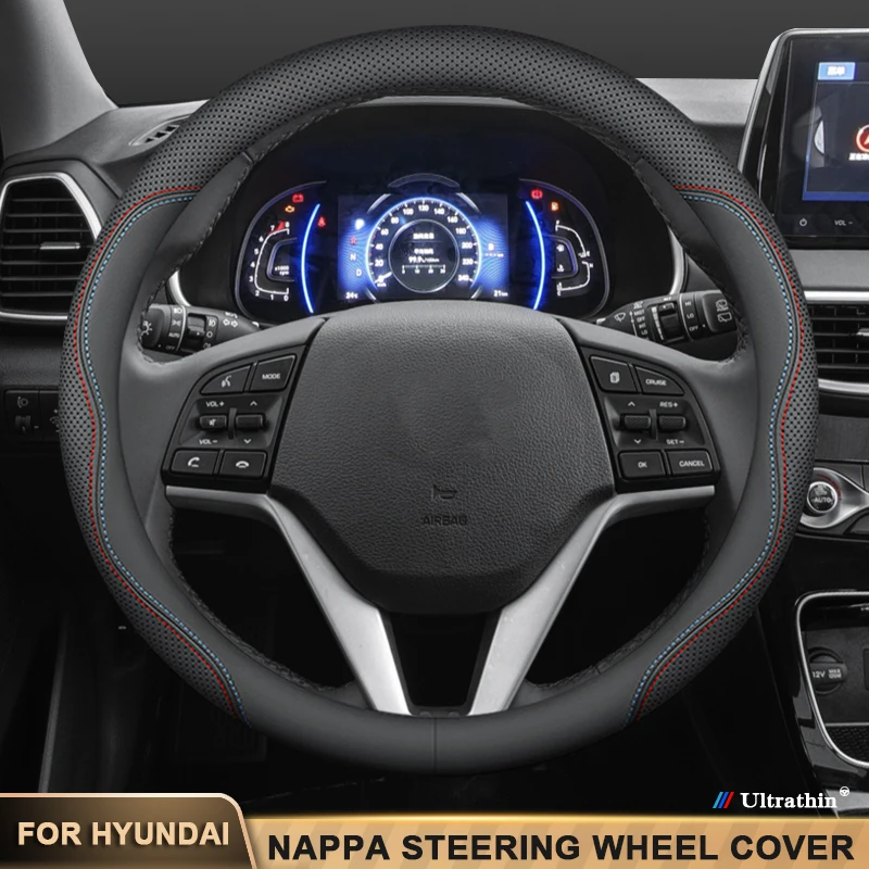 

For Hyundai i10 i20 i30 ix20 ix25 ix35 ix55 Tucson Palisade Kona Sorento IONIQ 5 6 Sonata Ceed Car Leather Steering Wheel Cover