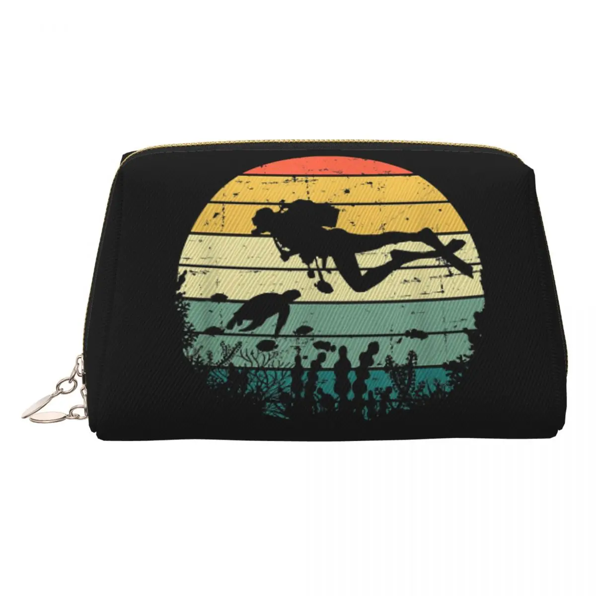 Funny Vintage Scuba Diving Dive Diver Women Cosmetic Bags Travel Makeup Organizer Pouch Toiletry Storage Dopp Kit Case