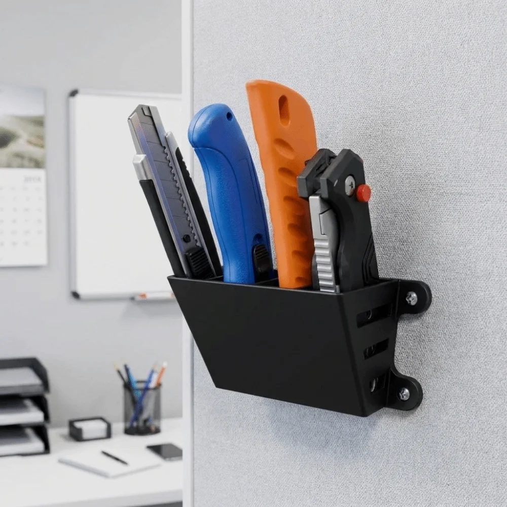 3D Printed Wall Mount Cutter Holder 4 Slots Space Saving Hardware Storage Box Plastic Workbench Wall Supply Holder Workshop