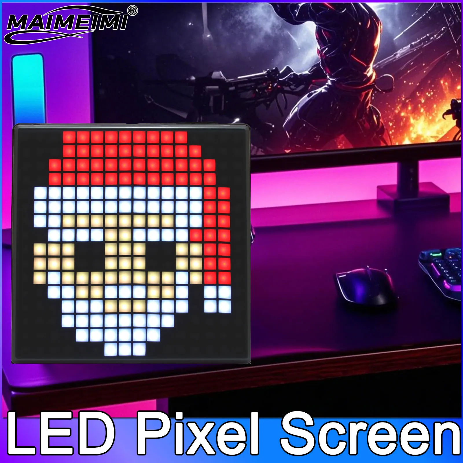LED Pixel Screen Decorative Display Night Light DIY Display Screen Matrix Panel With Fun Text and Digital Clock Kids Adults