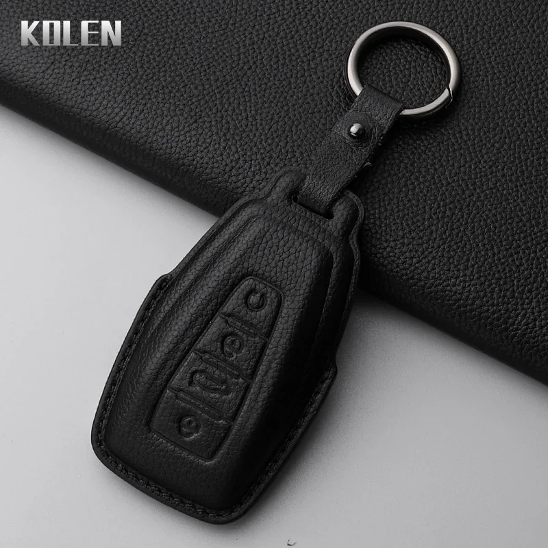 Genuine Leather Car Key Case Cover Shell For Geely Atlas Boyue NL3 Coolray X6 X7 EX7 Emgrand Kulrey GT GC9 Protector Keychain