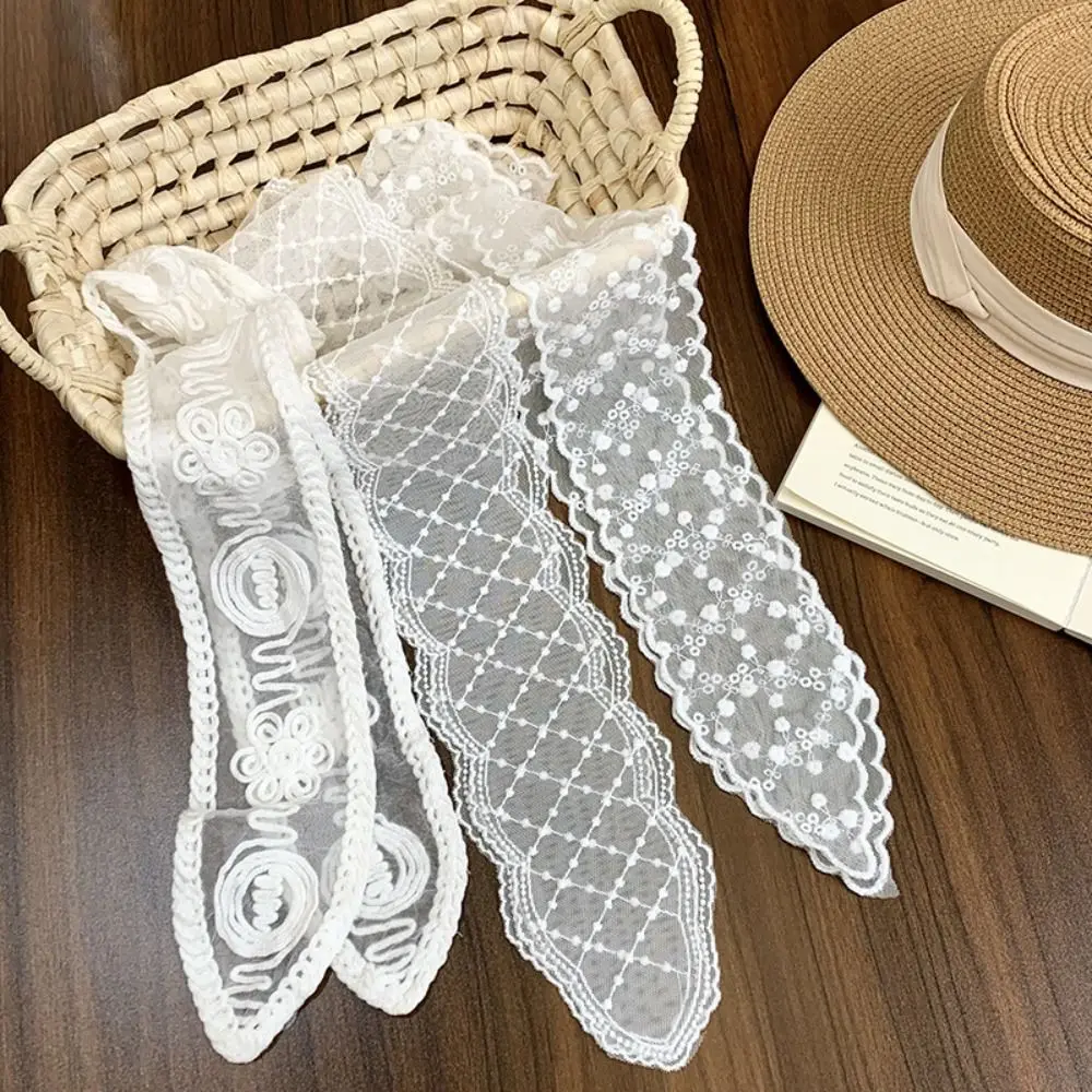 

French Pastoral Style Lace Hair Band Soft Wrap Adjustable Lace Scarf Elegant Turban Accessories Bow Headband Beach