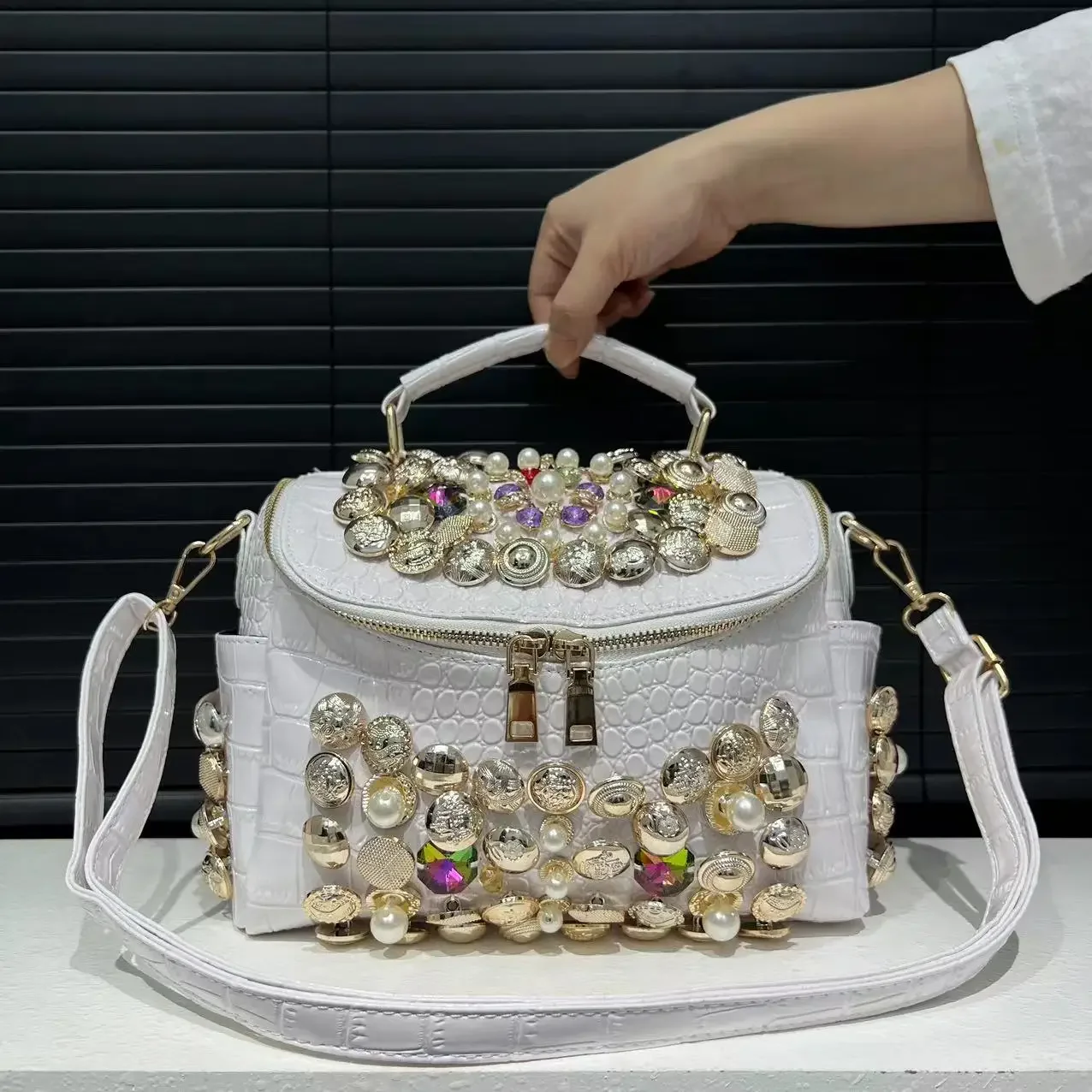 

Women's Fashion Diamond Handbag Elegant Evening Beaded Light Luxury Shoulder Crossbody Bag ショルダーウォレット