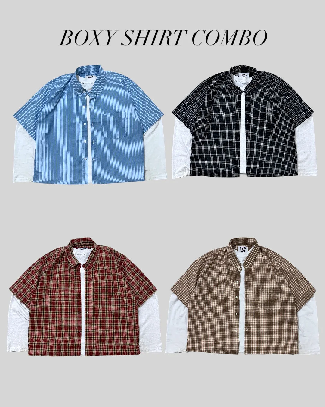 

Casual Comfort Plaid Element Korean Style Fresh Two-piece Set Dressing Up Shirts for Men's Simple Loose Summer T-Shirts New Tops