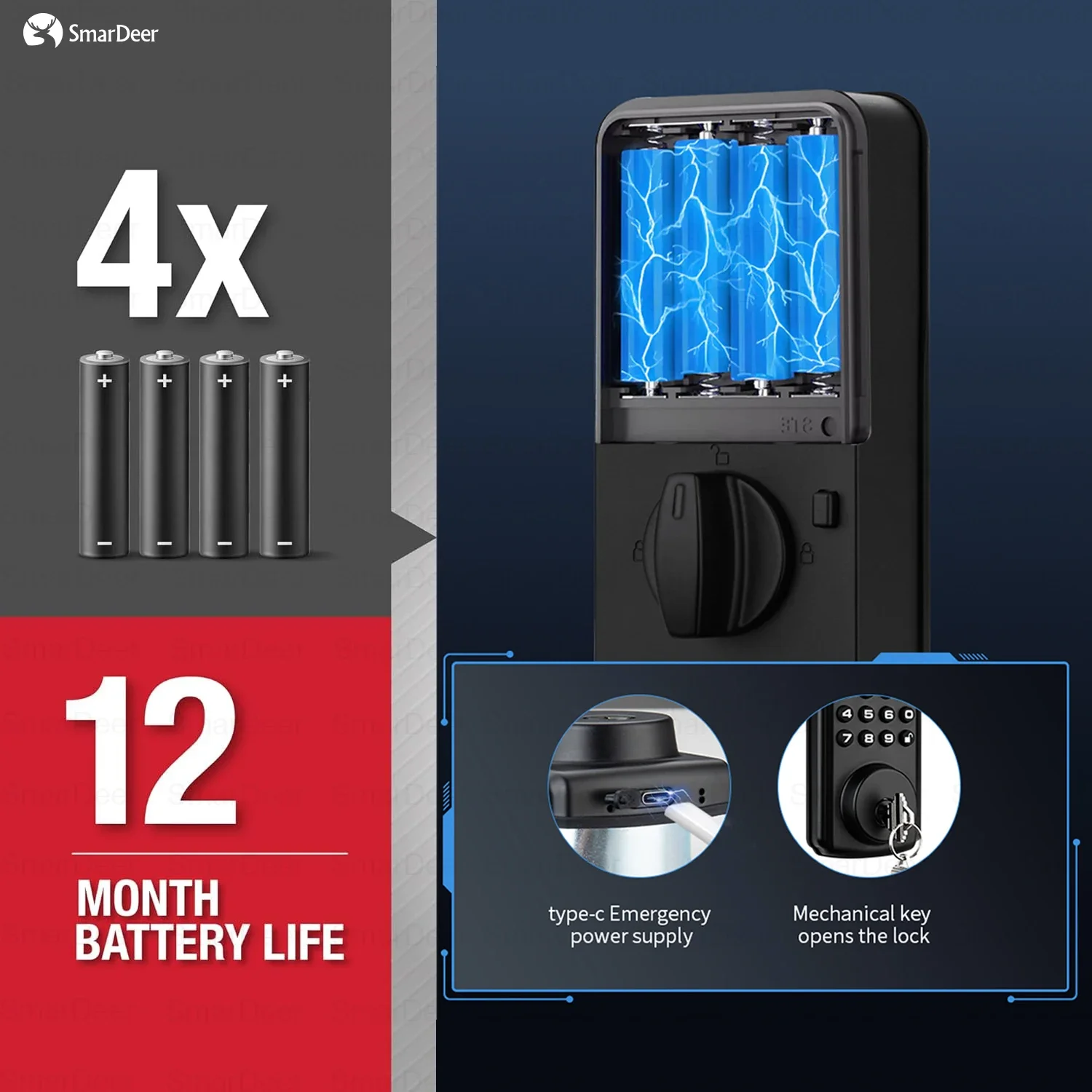 Home Smart Password Lock Tuya Google Home Amazon Alexa for 35-55mm Door Thickness Remote Unlock Abnormal Alarm Virtual Password