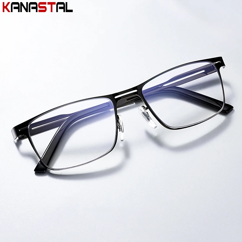 Progressive Multifocal Reading Glasses Women Men Blue Light Blocking Presbyopic Glasses Metal Eyeglasses Frame Anti Rays Eyewear