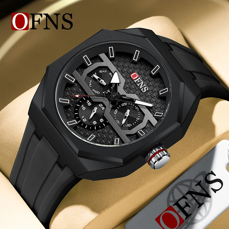 OFNS Top Brand Luxury Quartz Watch Men High Quality Stainless Steel Dress Wrist Watch Man Waterproof Chronograph Quartz Watches