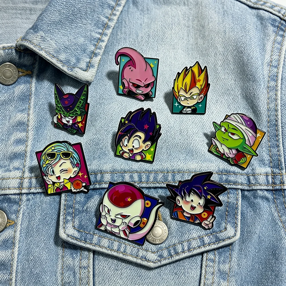 8 Stück Chibi Hot Blood Anime-Charakter Emaille-Anstecker, quadratische Cartoon-Broschen zur Dekoration von Rucksäcken und Jacken, Geschenk – Detail 6