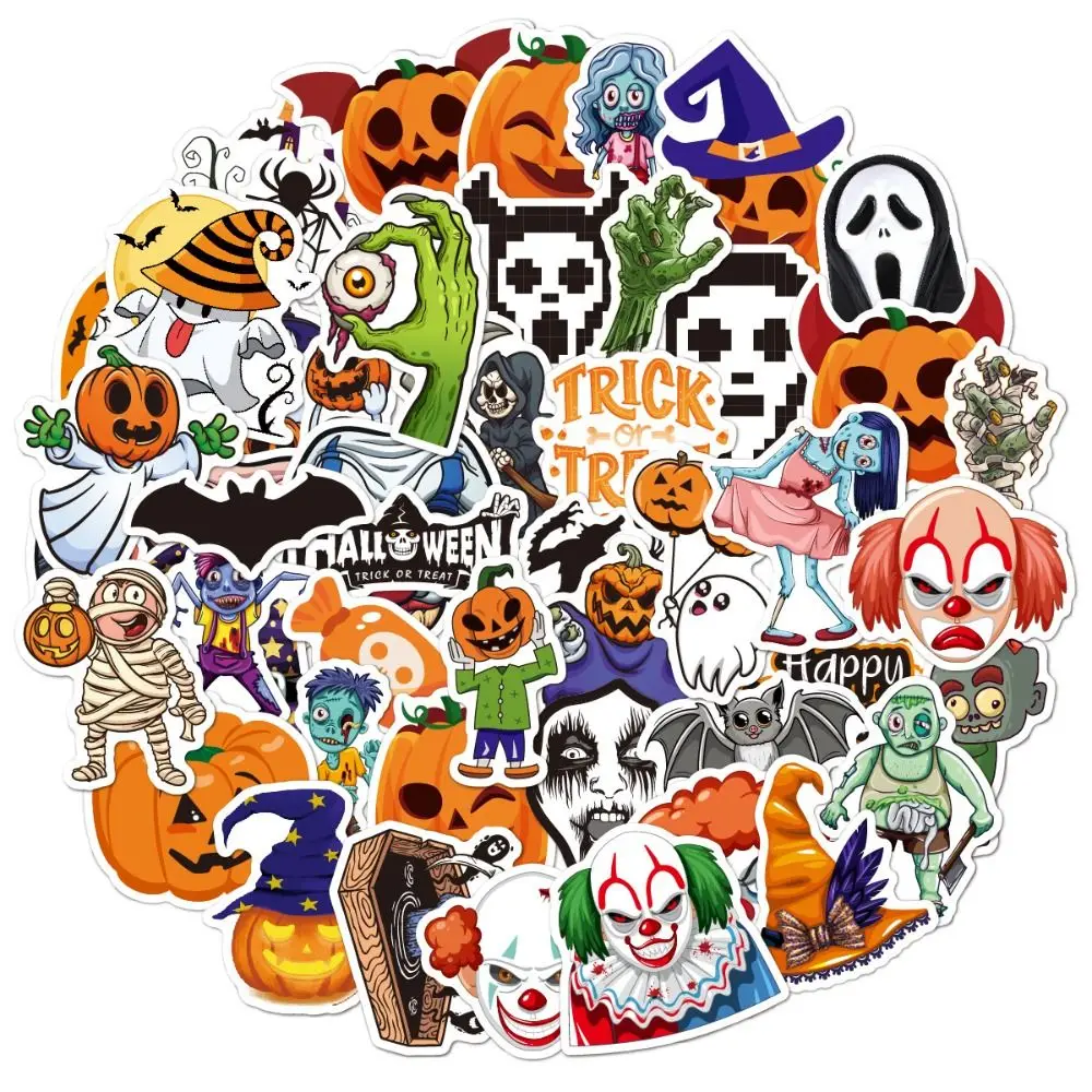 

50pcs/set Decorative Decals Halloween Stickers Party Decor Fesitival Toys DIY Pumpkin Stickers Kids Toys Aesthetic Suitcase