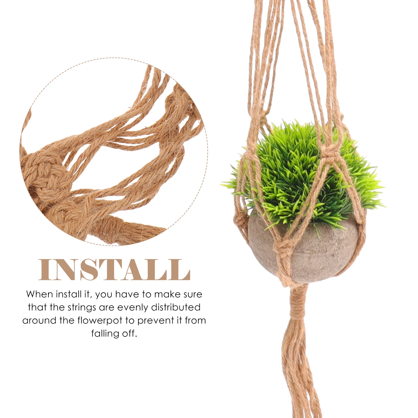

2pcs Woven Basket Net Flower Pot Bag Indoor Hanger Bohemian Decor Strong Air Permeability Multi-Functional Ceiling Wall for Home