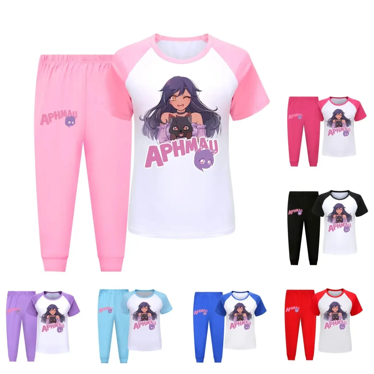 

Aphmau Clothes Kids 2024 Summer Pyjamas Set Baby Girls Short Sleeve T-shirt Pants 2pcs Sets Children Cartoon Nightwear Sleepwear