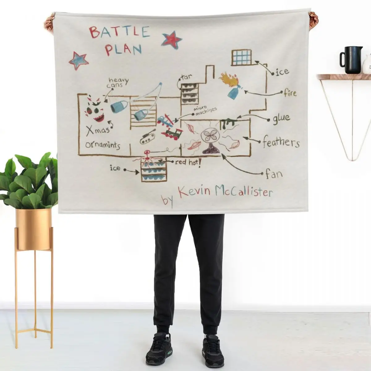 Kevin's Battle Plan Throw Blanket Decorative Throw Picnic Furry Decorative Sofas Blankets For Sofas Winter beds Blankets