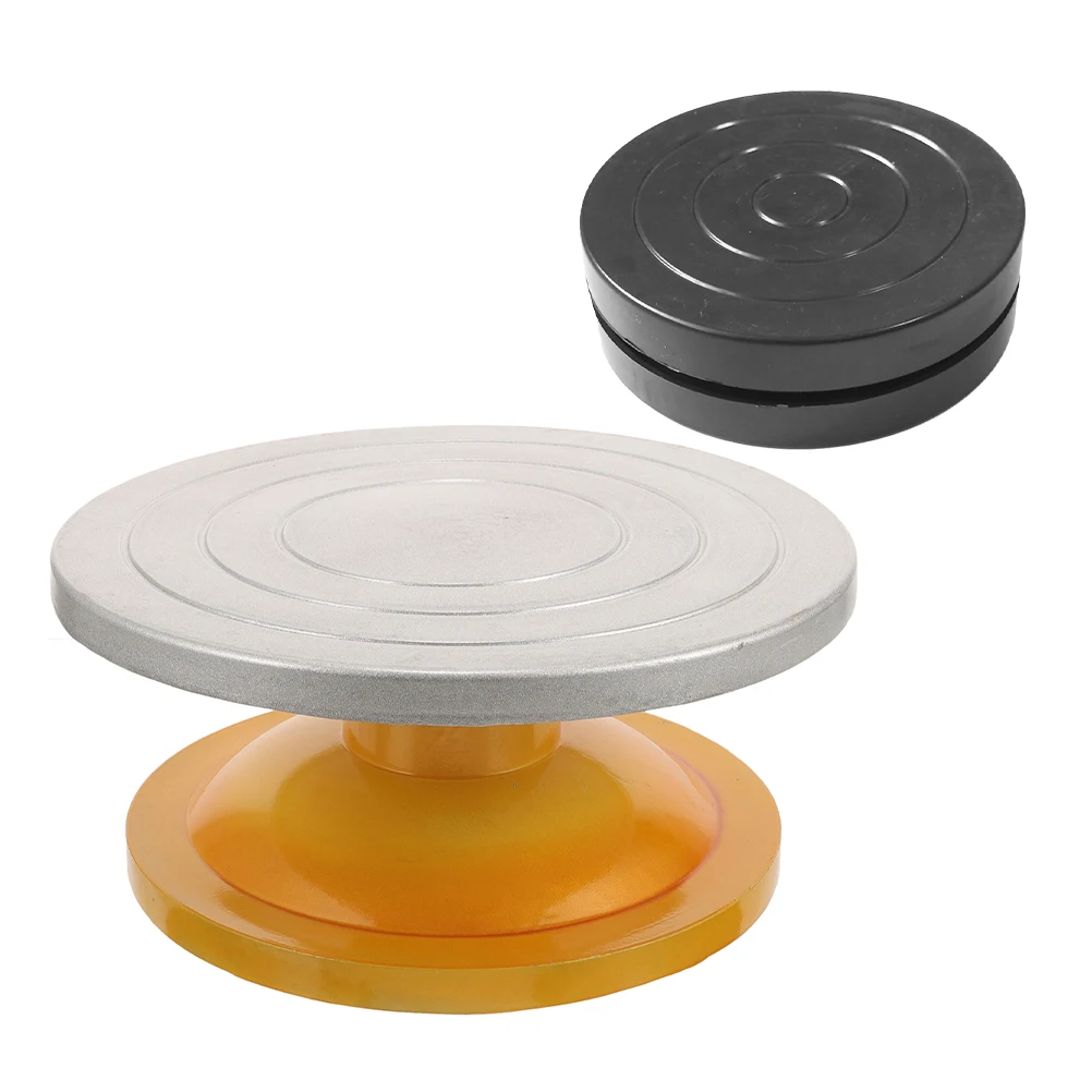 

2 Pcs Plastic Steel Rotary Table Cakes Decoration Decorating Turntable Turner Stand Baking Supplies Making Tools Manual