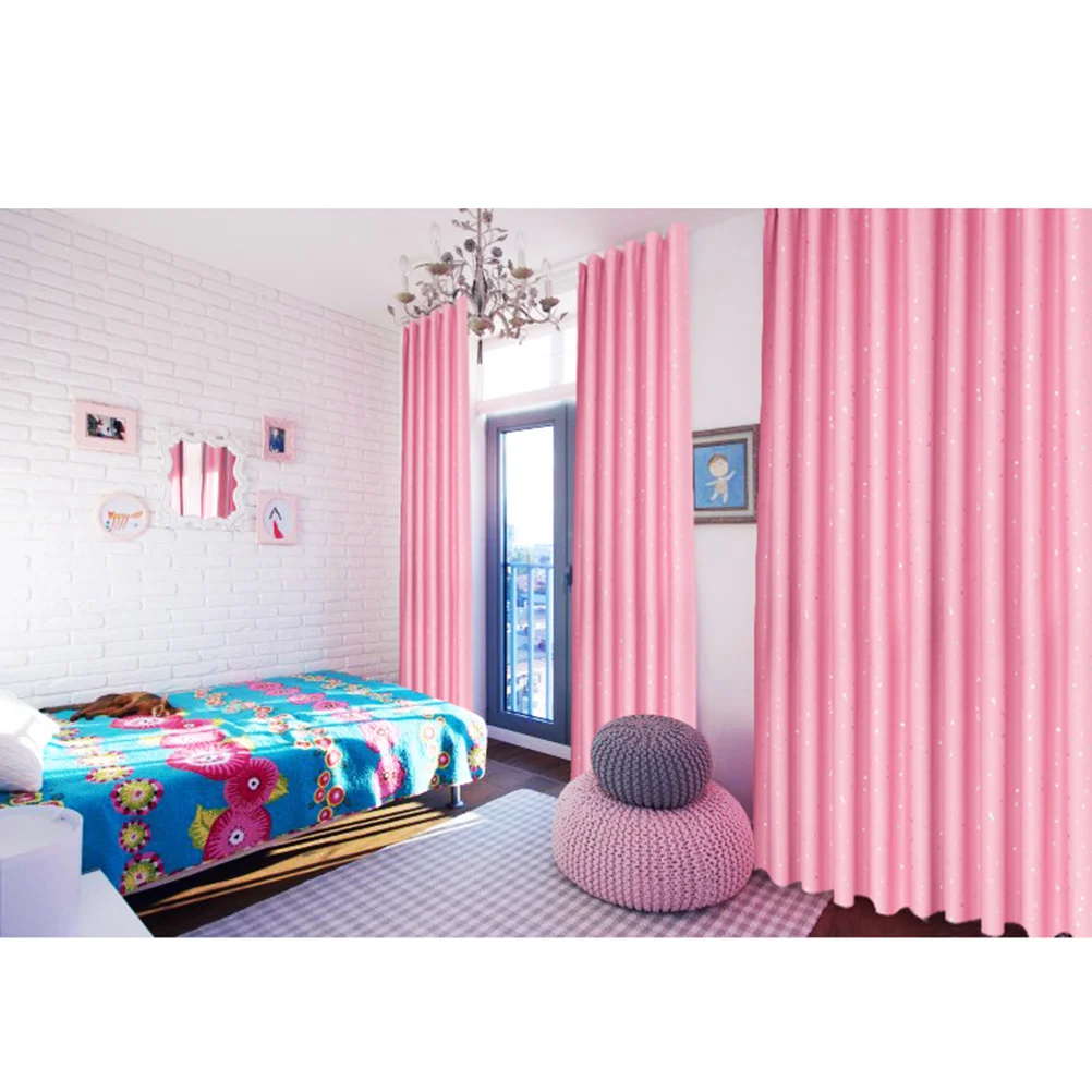 

100X250Cm Stars Printed Blackout Curtains Bedroom Living Room Window Drapes Pink Home Decor Grommet Top Room Darkening