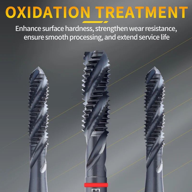 EVROPA TAP HSS-CO JIS القياسية الأحمر حلقة OX طلاء دوامة مخدد الحنفية M2 M2.5 M3 M4 M5 M6 M8 M10 M12 آلة المسمار الموضوع الصنابير #4