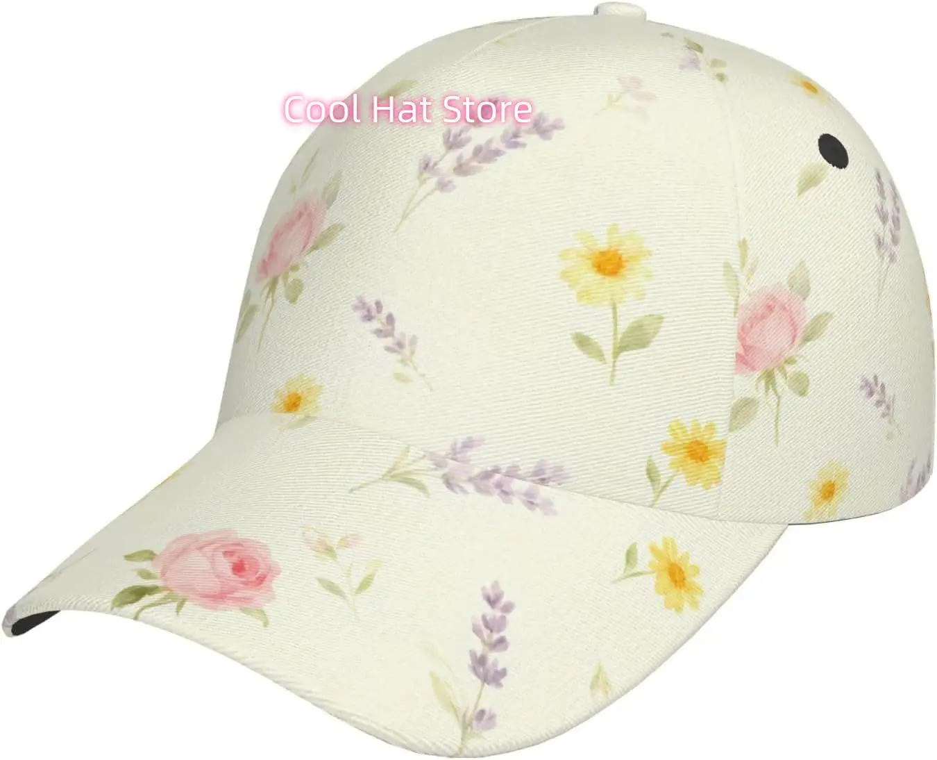 Yellow Flowers Pattern Baseball Cap Adjustable Cotton Baseball Hat for Sports, Outdoor, Travel Gifts for Men