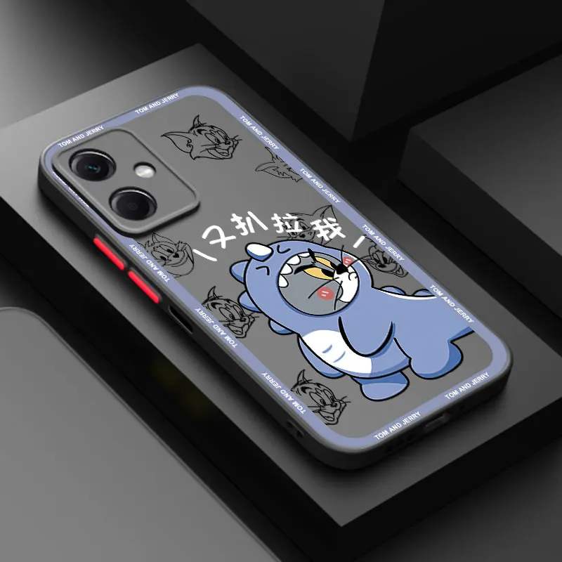 Cute T-Tom J-Jerrys Frosted Translucent Phone Case For Xiaomi Redmi Note 10 11 12 13 Pro Plus 9 11S 4G 11E 11T 5G 9S 10S 12S 9T