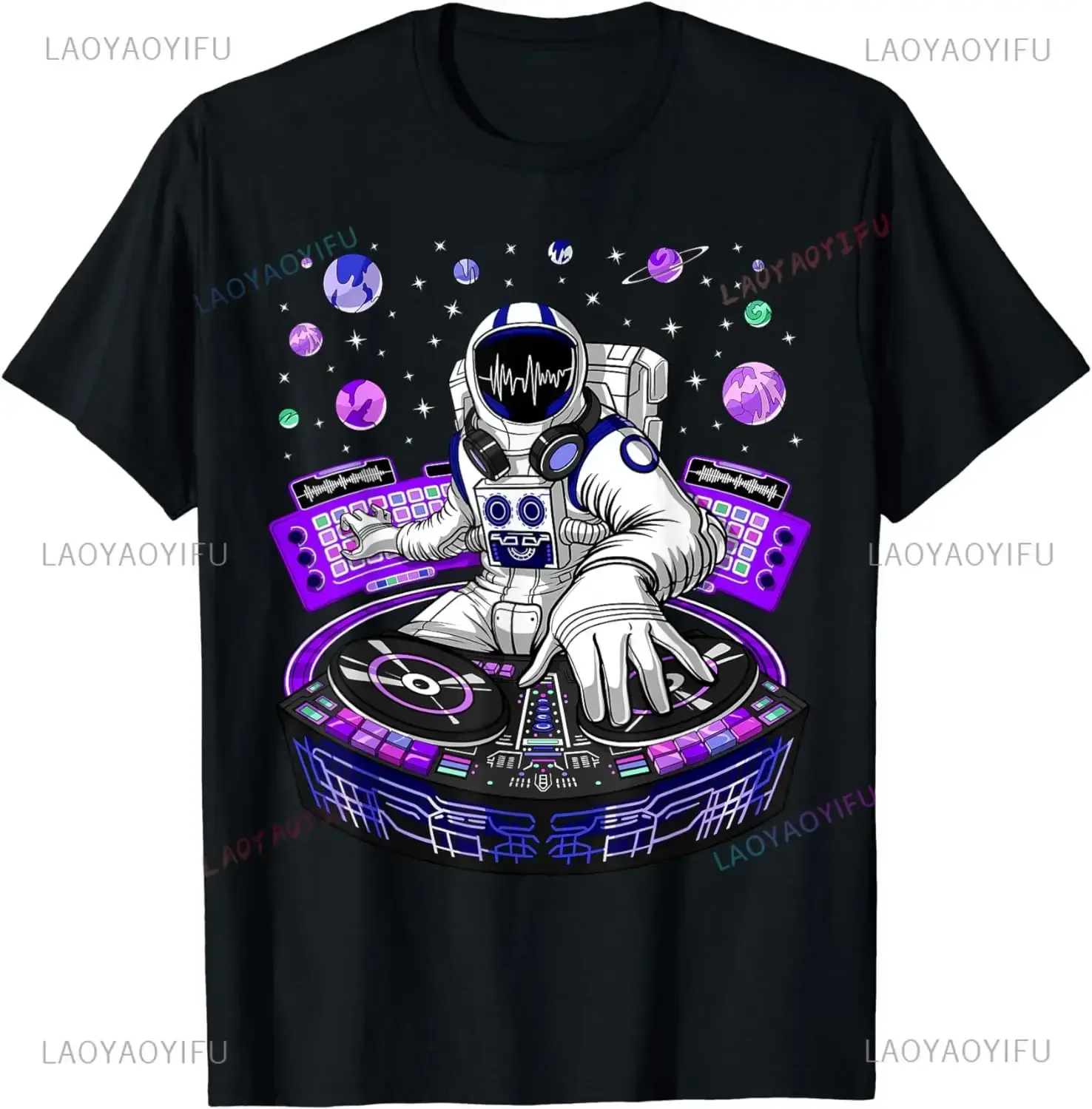 Fashion Astronaut Psychedelic Music DJ Psytrance Techno EDM Festival Cotton T-Shirt Festival Wear Clothes Graphic T Shirts