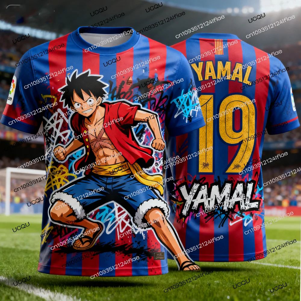 2025 جديد قطعة واحدة لوفي طبعة خاصة لكرة القدم جيرسي تي شيرت اسبانيا No.19 يامال لكرة القدم جيرسي التي شيرت مروحة خاصة جيرسي كيت