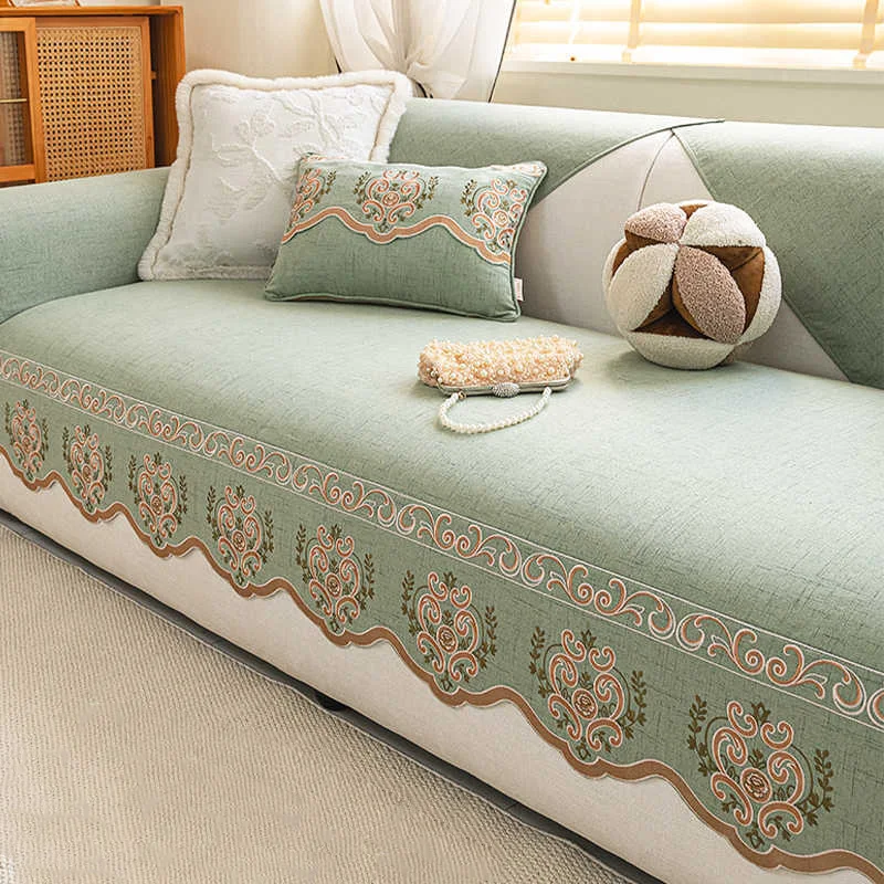 

Embroidery Sofa Cover Living Room Anti-slip Wear-resistant Couch Cover Home Decoration Furniture Armchair Seat Protective Cover