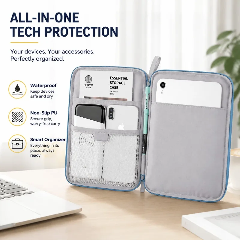 Minimalist Portable PU Tablet Sleeve 10.9‑inch Water‑resistant Anti‑slip Protective Storage Pouch Compatible with Apple Tablet