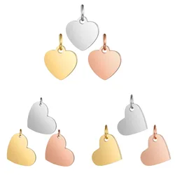 10pcs/Lot Stainless Steel Mirror Polish Heart Shaped Charms With Jump Ring For DIY Jewerly Making Accessories Wholesale