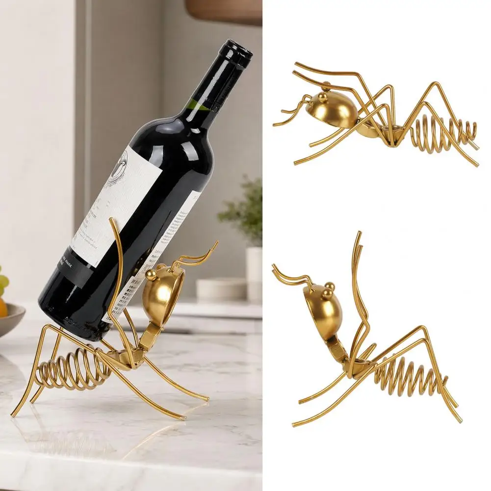 Solid Metal Wine Stand Unique Wine Bottle Holder Metal Ant Wine Rack Bottle Holder Retro Art Stand for Home Kitchen Bar Decor