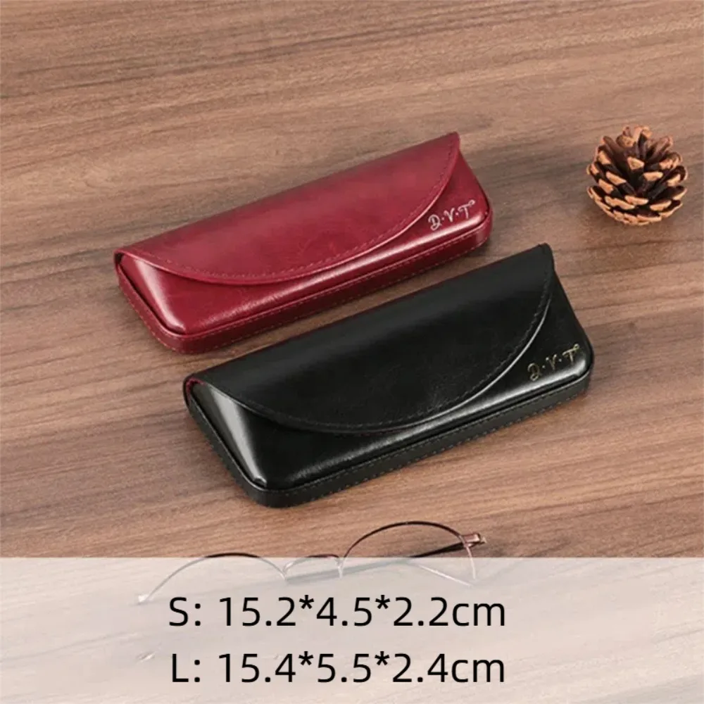 حافظة نظارات جلدية كلاسيكية محمولة مضادة للضغط ومضادة للسقوط صندوق نظارات خفيف الوزن حقيبة تخزين النظارات للجنسين