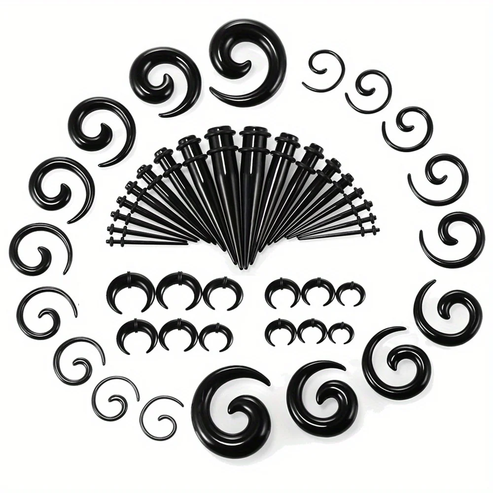 6pcs acrylique noir sexy contours escargot corne conception oreille gauges cônes bouchons tunnels expanseurs piercing bijoux taille 1.6-10mm