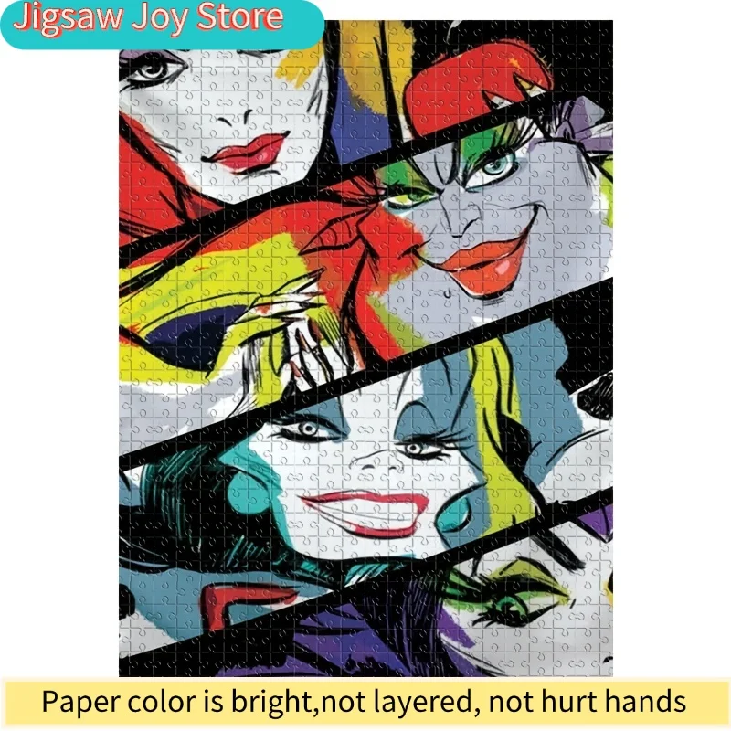 1000피스 퍼즐 DIY 선물 악당 우르술라 크루엘라 말레피센트 악의 여왕 휴일 선물 캐주얼 퍼즐 게임룸 홈 월 데코