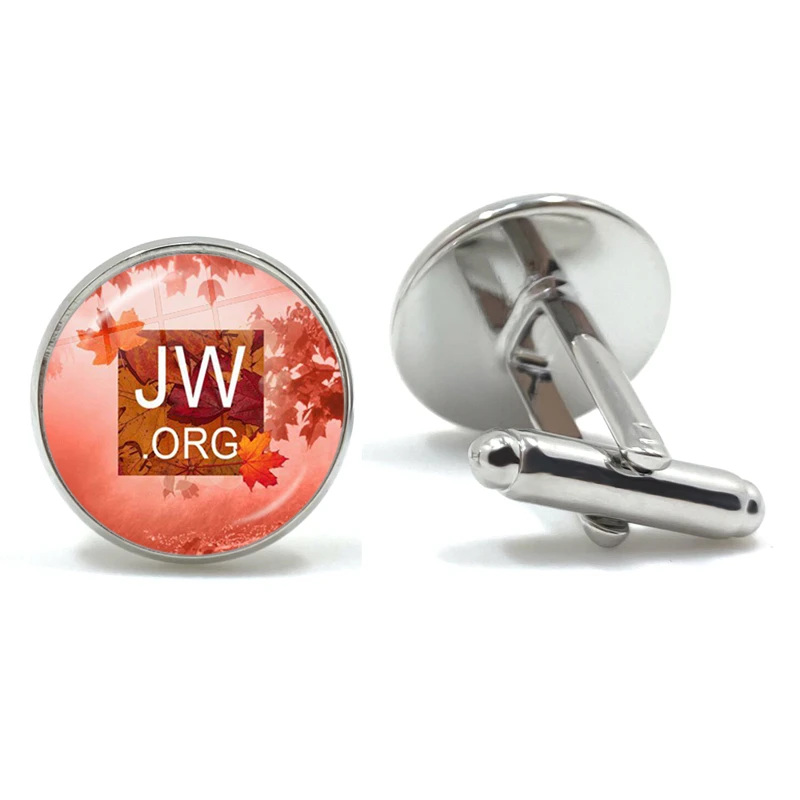 New Arrival JW.ORG Cufflinks Steampunk Jehovah\'s Witnesses Glass Dome Cuffs Jewelry Handmade Gifts Round Shirt Cuff