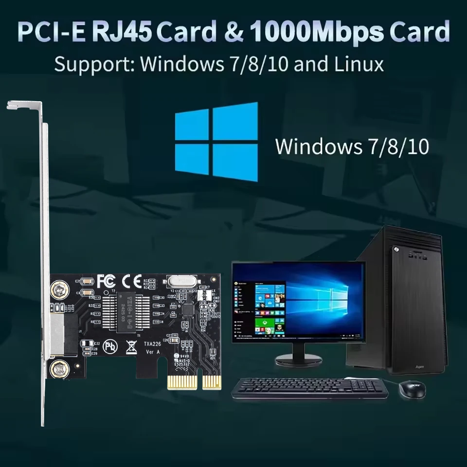 1gbps pcie para rj45 1000mbps placa de rede rt8111h 100mbps/1g rj45 interface gigabit ethernet pci express x1 x4 x8 x16 adaptador
