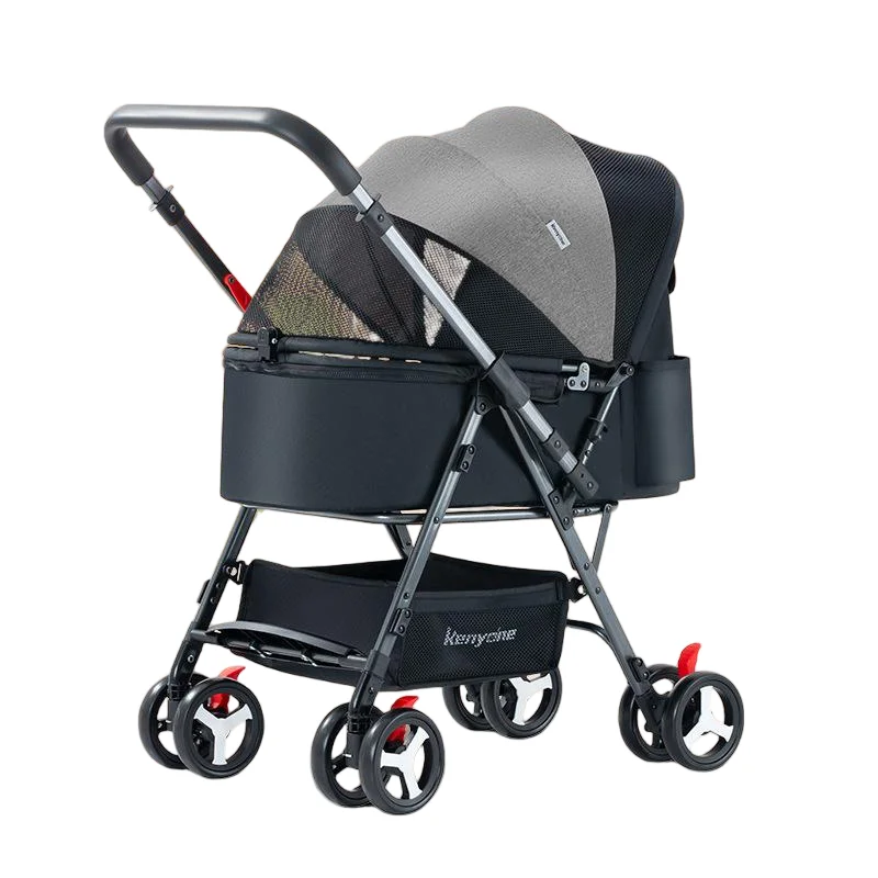 

Маленькая легкая 4-колесная складная коляска с полным навесом для домашних животных для собак и кошек на открытом воздухе