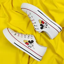 Disney Cartoon Leinwand Schuhe Mickey kleine weiße Sportschuhe Mädchen Paar mit Sommer neue Freizeit schuhe