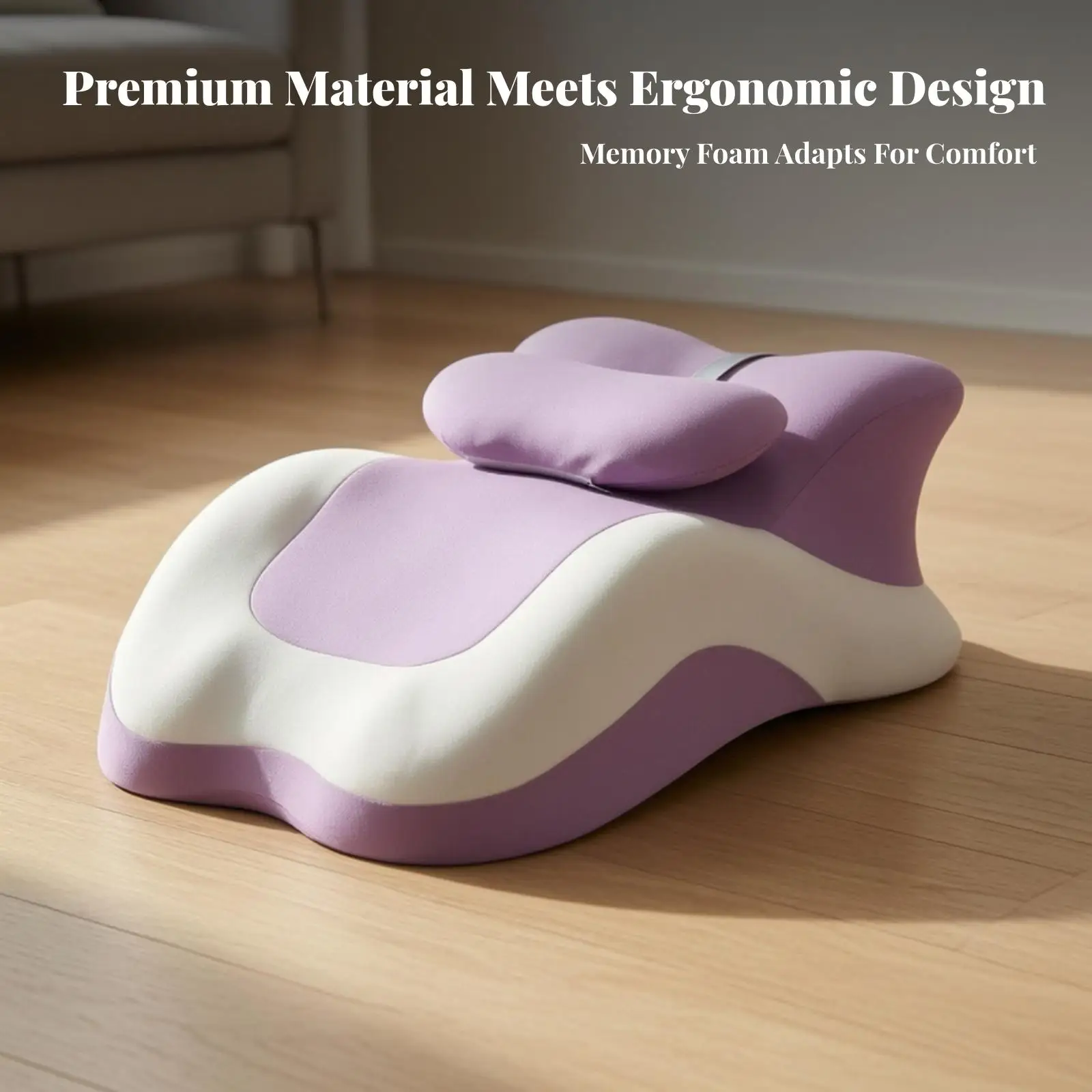 Ergonomic Lounging Pillow with Headrest Supportive Contoured Support Pillow with Cushion Orthopedic Cozy for Readers, Bed