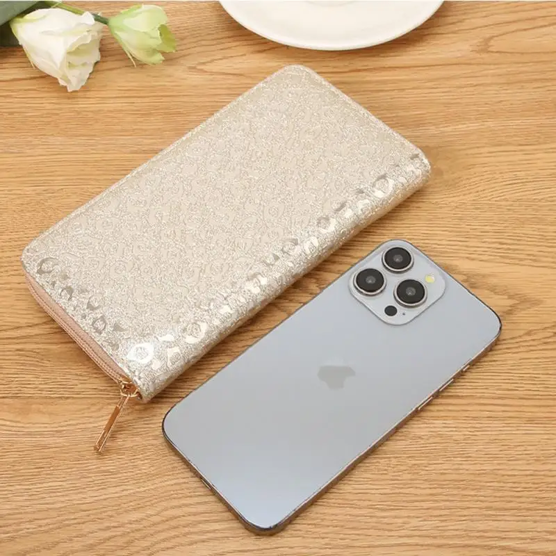 Fashion Women's Wallets PU Leather Lips Pattern Zipper Long Wallet Large Capacity Credit Card Holder Purse Clutch Phone Bag