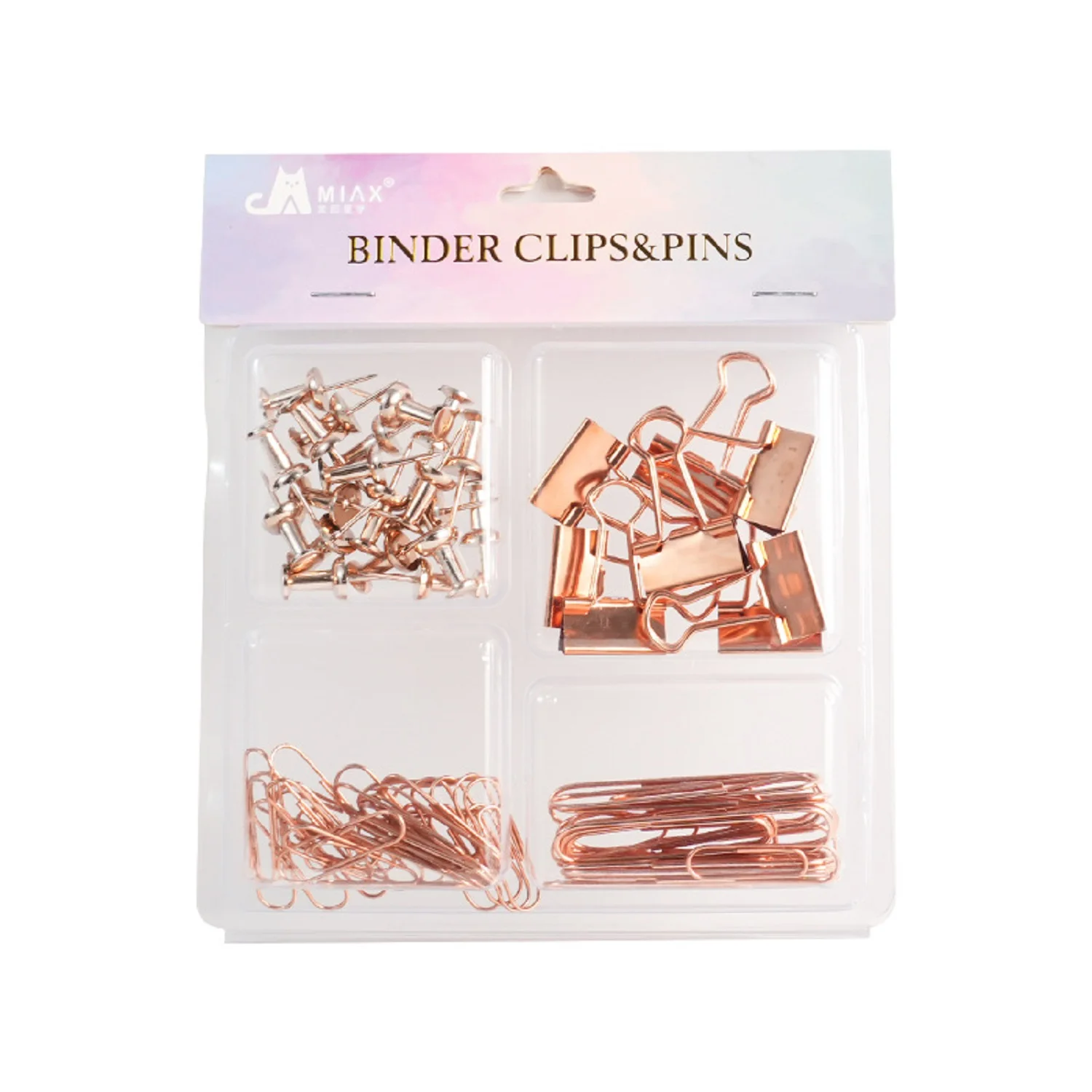 

Makeasy Paper Binder and Clips Set Metal Assorted Sized Binders with Push Pins Cute Office Supplies Desk Accessories