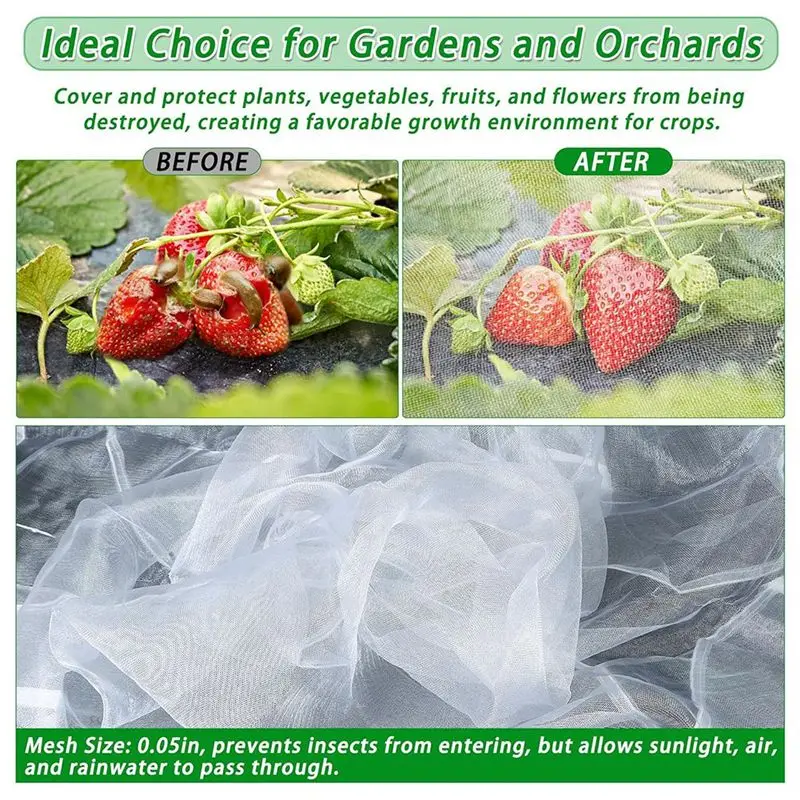PZHI 2pcs Garden Netting for Raised Bed, Rectangular Mesh Plant Covers with Drawstring, Bird Insect Barrier