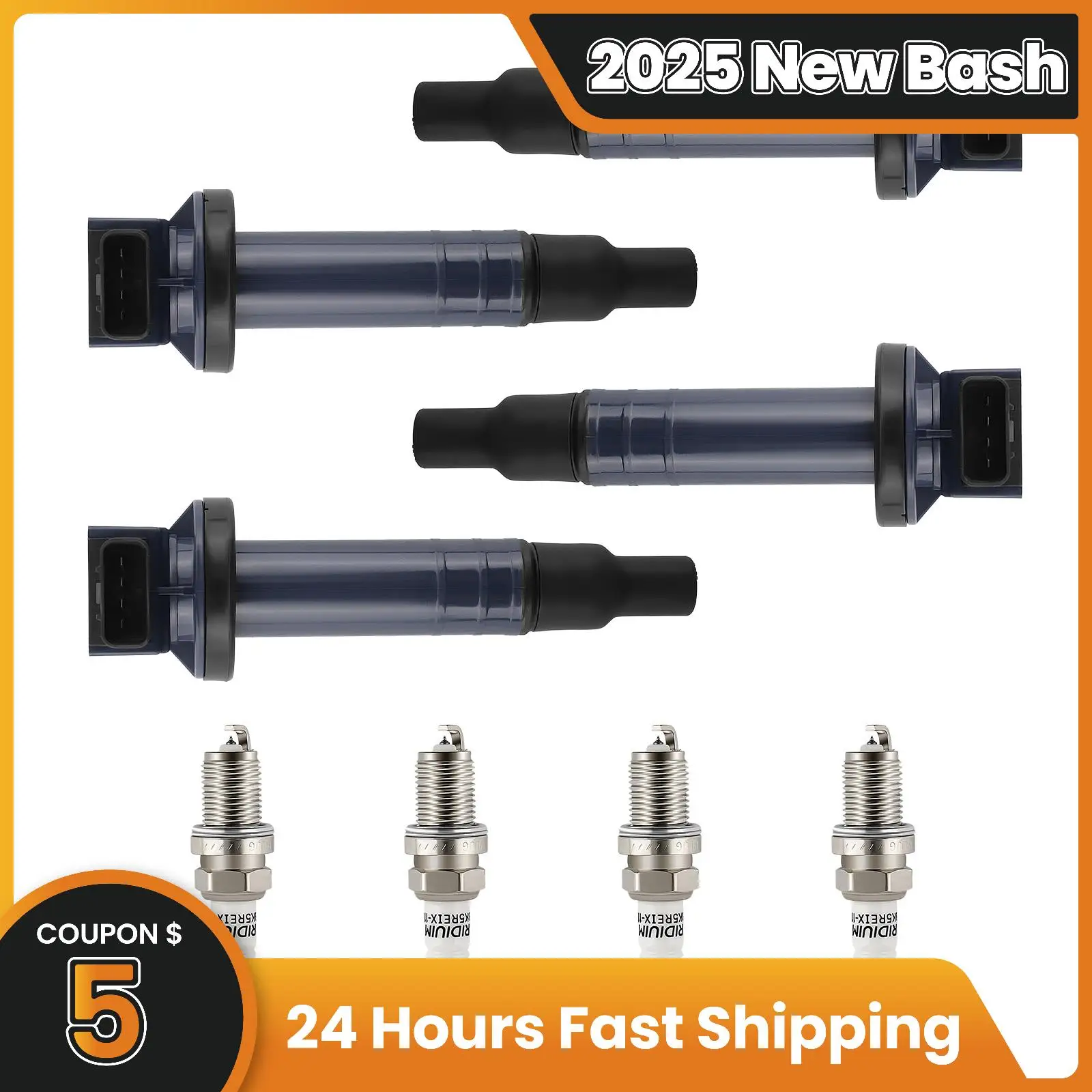 

4 Ignition Coils + Spark Plugs For Toyota Echo Prius Yaris L4 1.5L UF316 5464