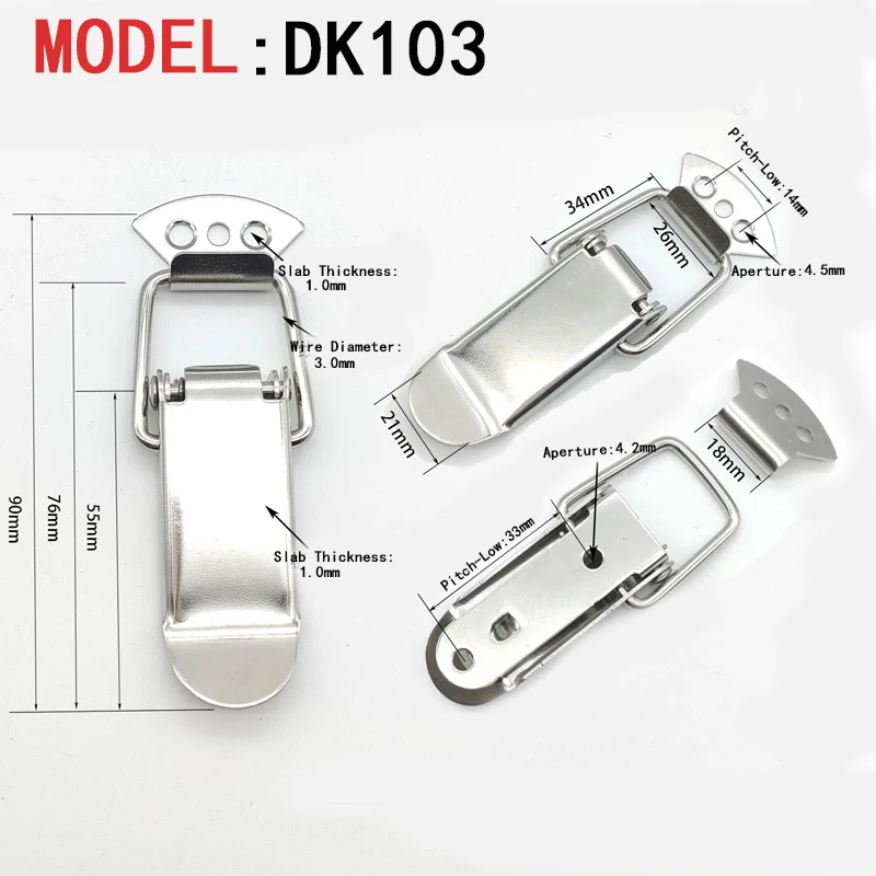 Factory Sells Like Hot Cakes Tool Box Lock 304 Stainless Steel Spring Clasp Box Wooden Duck-Bill Clasp Insulated Barrel