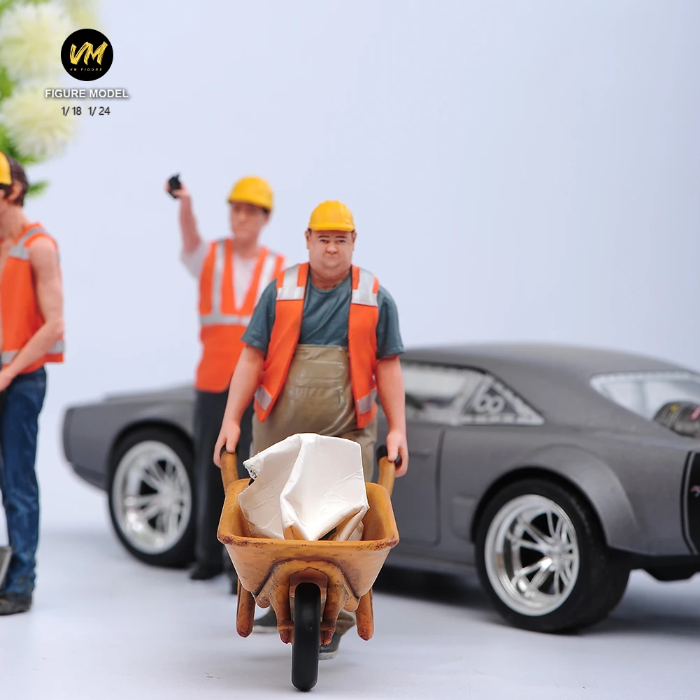 Miniature Figure 1/18 1/24 Face Painted Site Scene Accessory Workers Fit Construction Vehicles Mini Doll Model Toy Decor Display